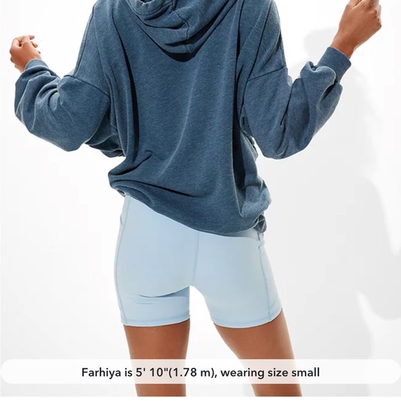 American Eagle Everything Pocket High Waisted Midi 5” Bike Shorts in Blue XXL - Picture 2 of 6